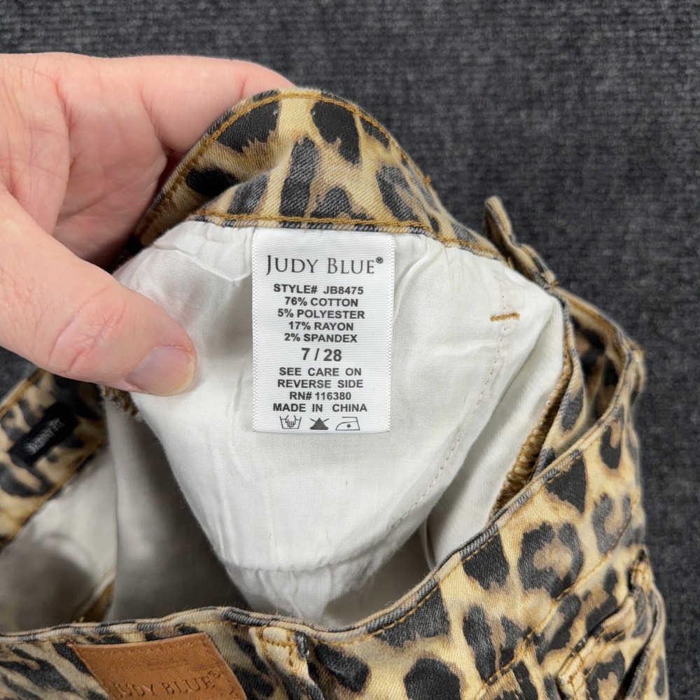 Judy‎ Blue Leopard Print Skinny Fit Stretch Denim Jeans Size 7/28 Tan Brown - Picture 9 of 11